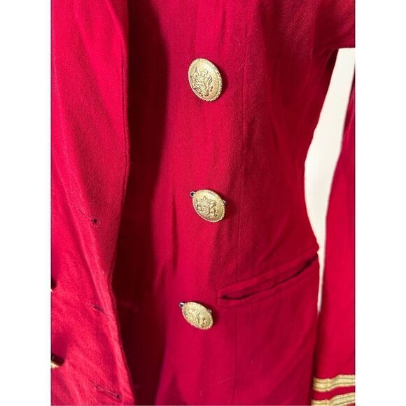 BANU Paris Vintage Red Nautical Jacket Blazer with Gold Accents Sz 6 - Picture 5 of 7